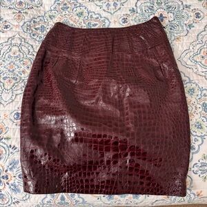 Genuine Italian Leather Burgundy Pencil Skirt